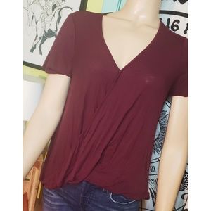 Lush Criss Cross Drape Front T-Shirt Blouse